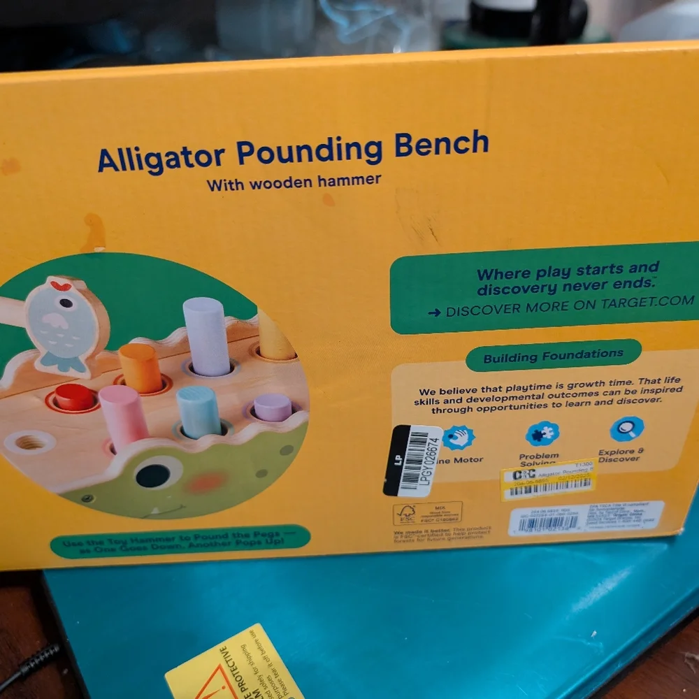 Giggle Scape Alligator Pounding Bench Wooden Activity Toy Multicolor 18m+ Baby